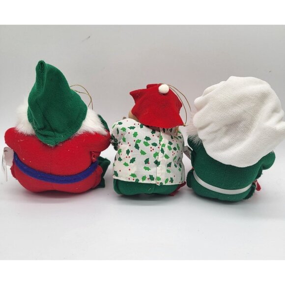 Vtg SANTA'S BEST SANTAKINS Plush Decorations ELF Ornament Whimsical - Picture 2 of 12